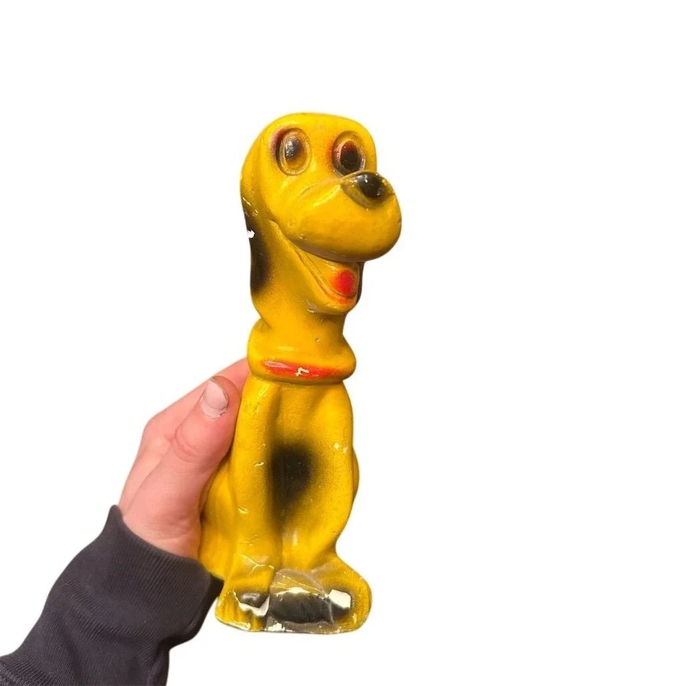 Vintage Disney Pluto Dog Chalkware Figurine Mid-20th Century Yellow Collectible